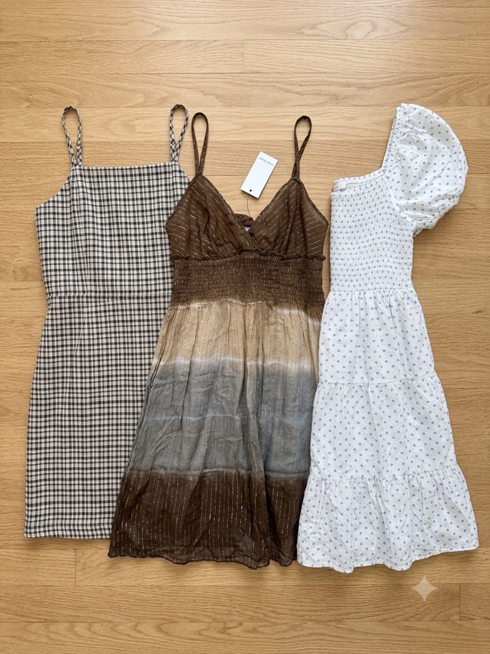 Dress Bundle 3pc Derek Heart M NWT Ombre Boho, gb GIRLS 12 Plaid & L Polka Dot